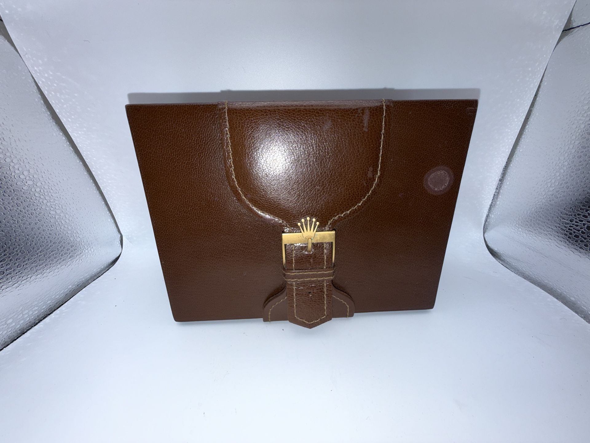 Vintage Rolex President Brown Leather And Wood Watch Box Ref 710006